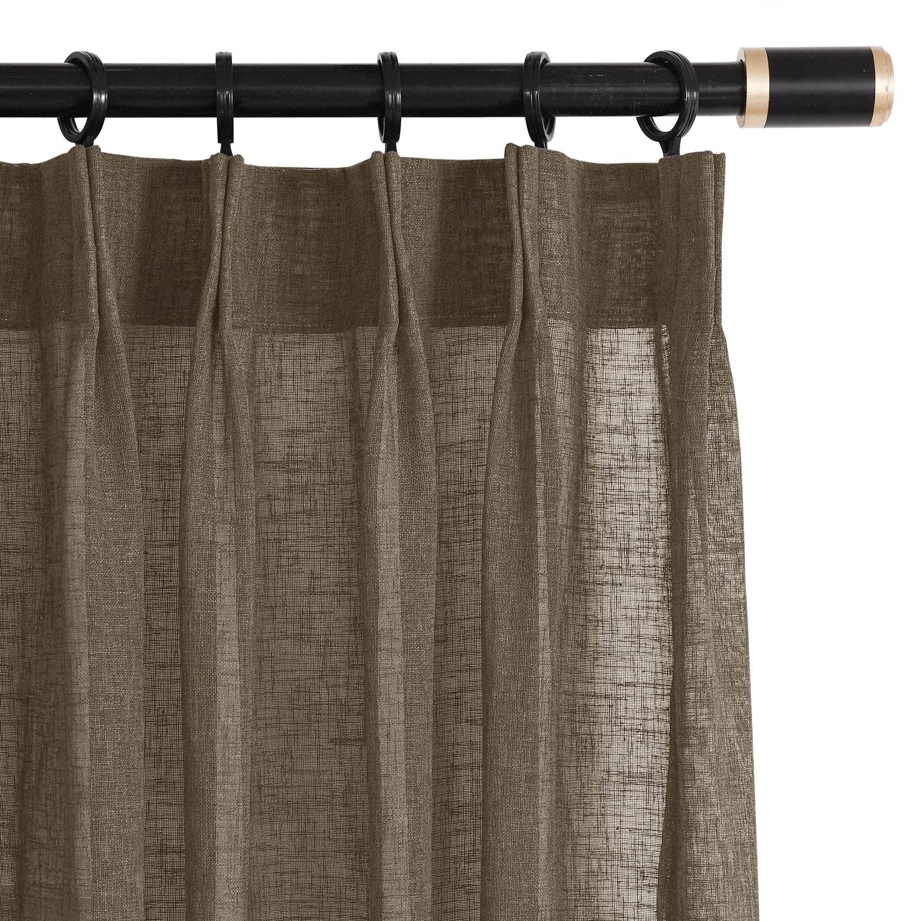 B01 Linen Textured Airy Sheer Curtain Pinch Pleat - Cololeaf