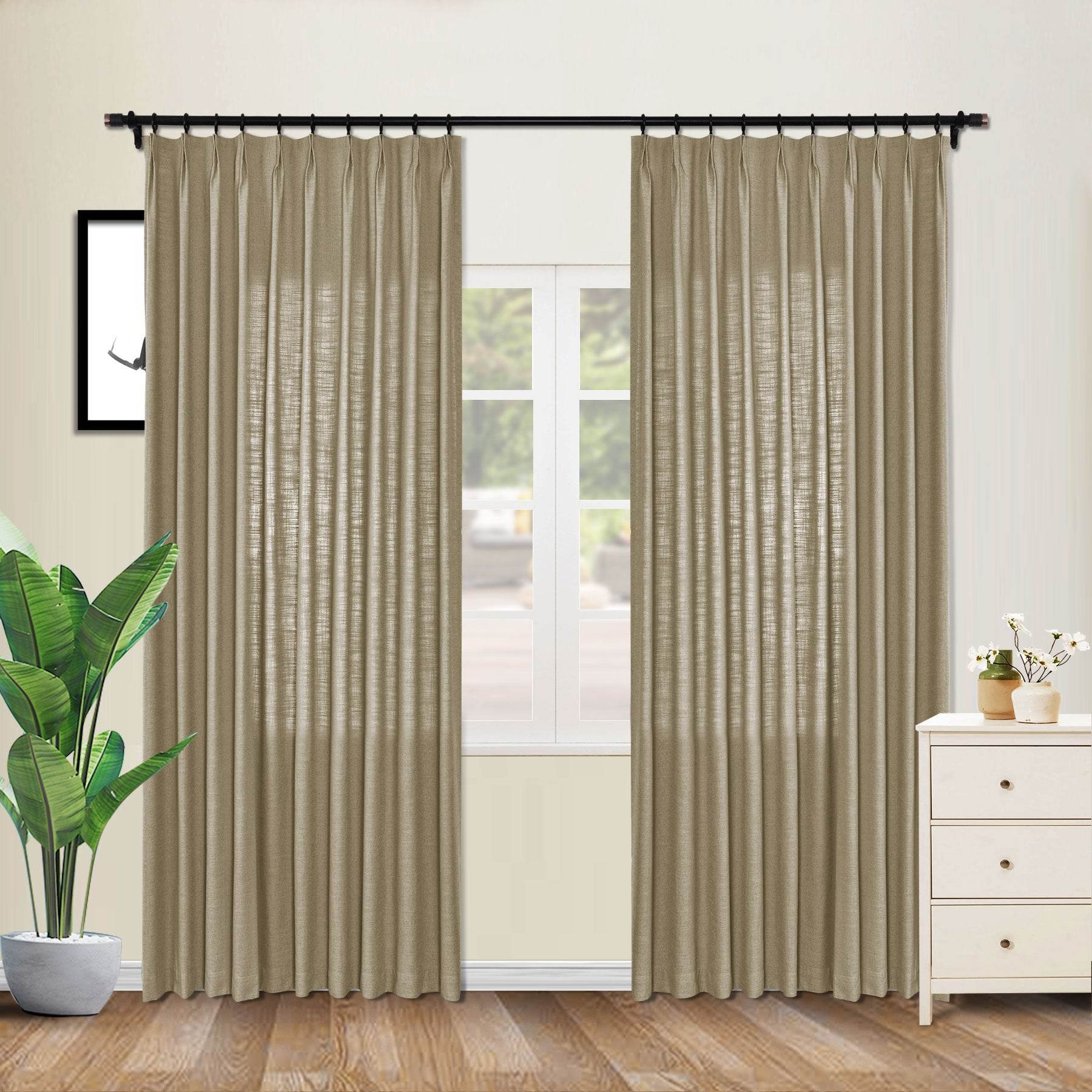 1908 Linen Blend Unlined Breathable & Natural Curtain Pinch Pleat - Cololeaf