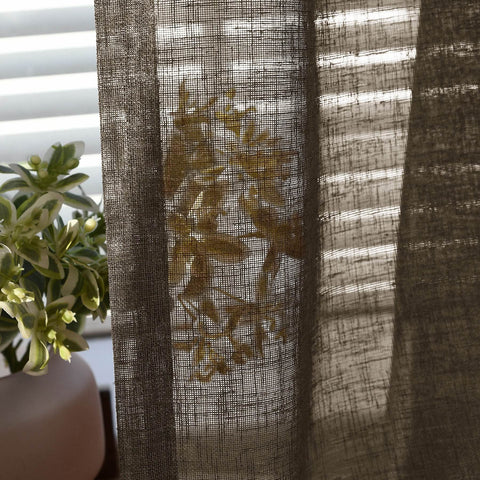 B01 Linen Textured Airy Sheer Curtain Pinch Pleat - Cololeaf