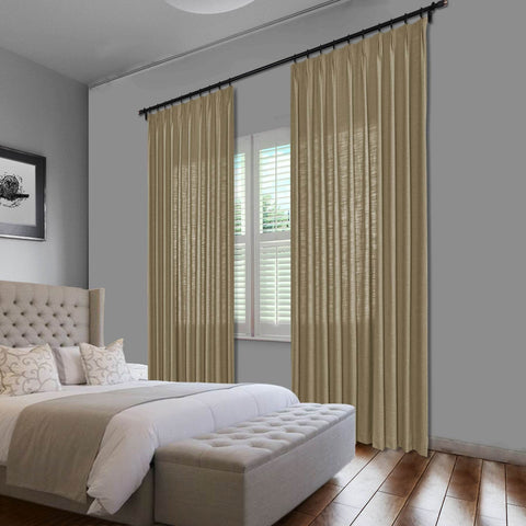 1908 Linen Blend Unlined Breathable & Natural Curtain Pinch Pleat - Cololeaf