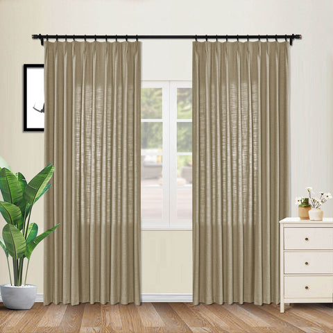 1908 Linen Blend Unlined Breathable & Natural Curtain Pinch Pleat - Cololeaf