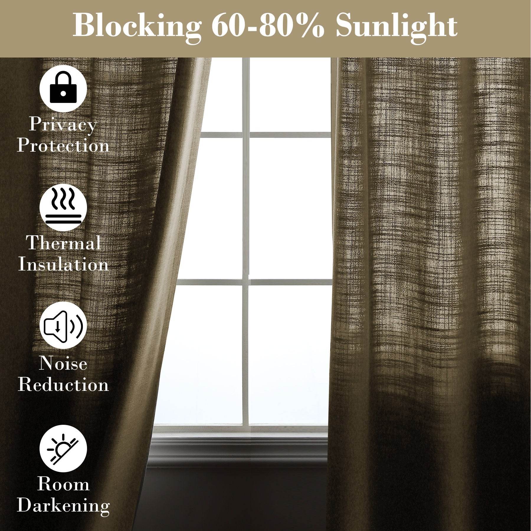 1908 Linen Blend Breathable & Natural Curtain Tab Top - Cololeaf