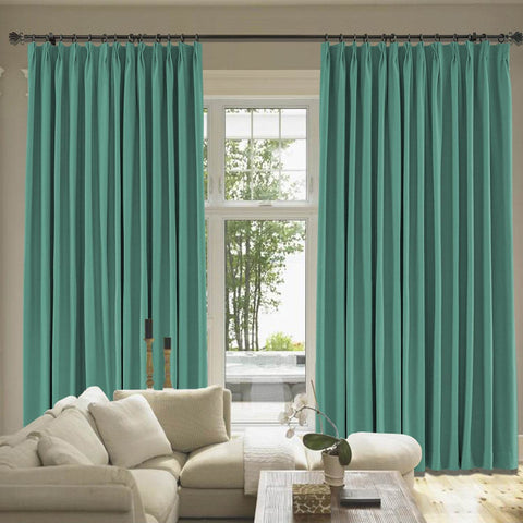 Capri Extra Wide Drape Solid Cotton Heavyweight Curtain Blackout Pinch Pleat - Cololeaf
