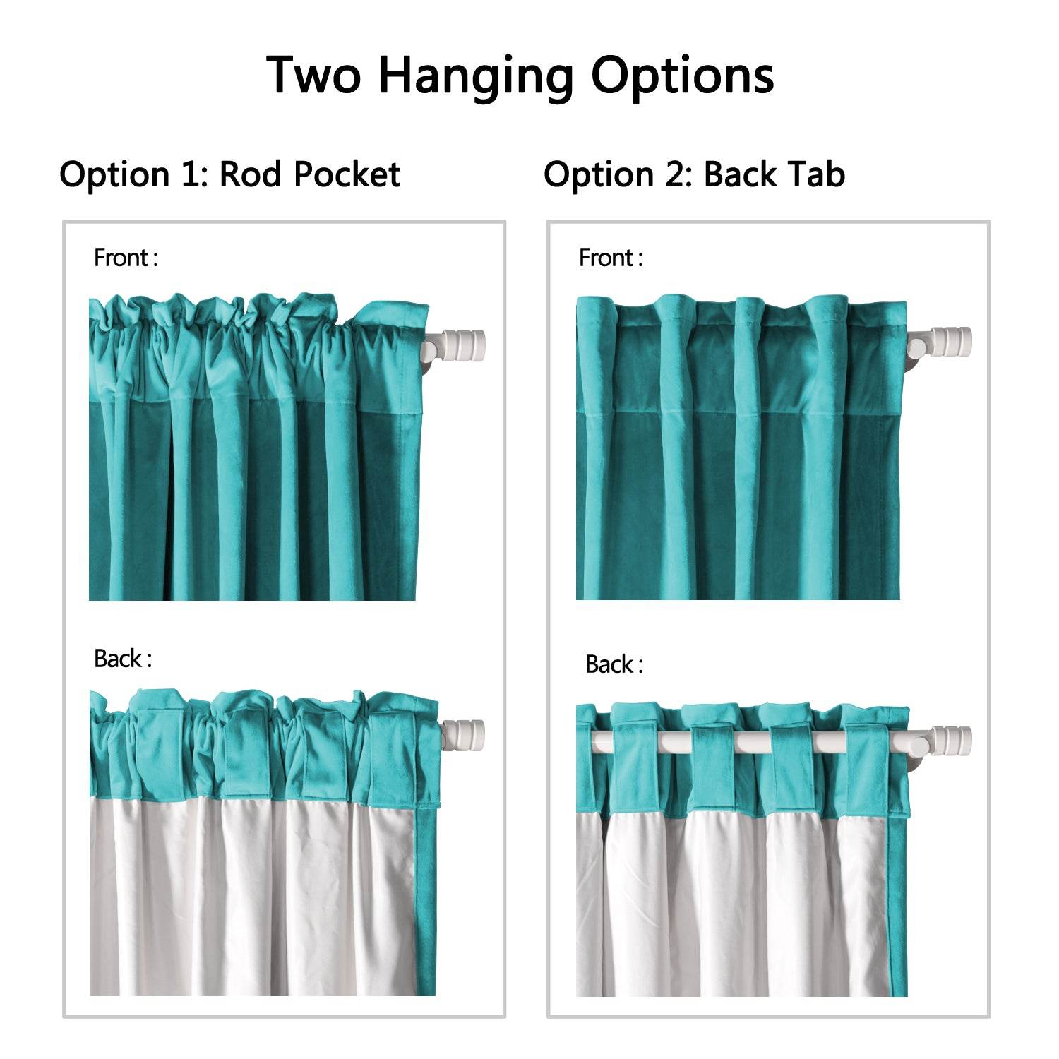 MJ11 Soft Soundproof Luxury Velvet Blackout Drapes Back Tab and Rod Pocket - Cololeaf