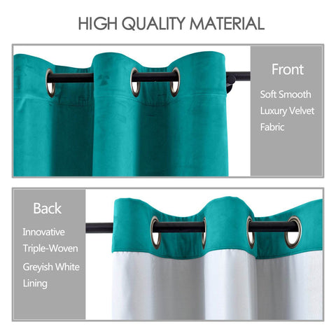 MJ11 Extra Long Soft Velvet Blackout Drapes For Loft Living Room Grommet - Cololeaf
