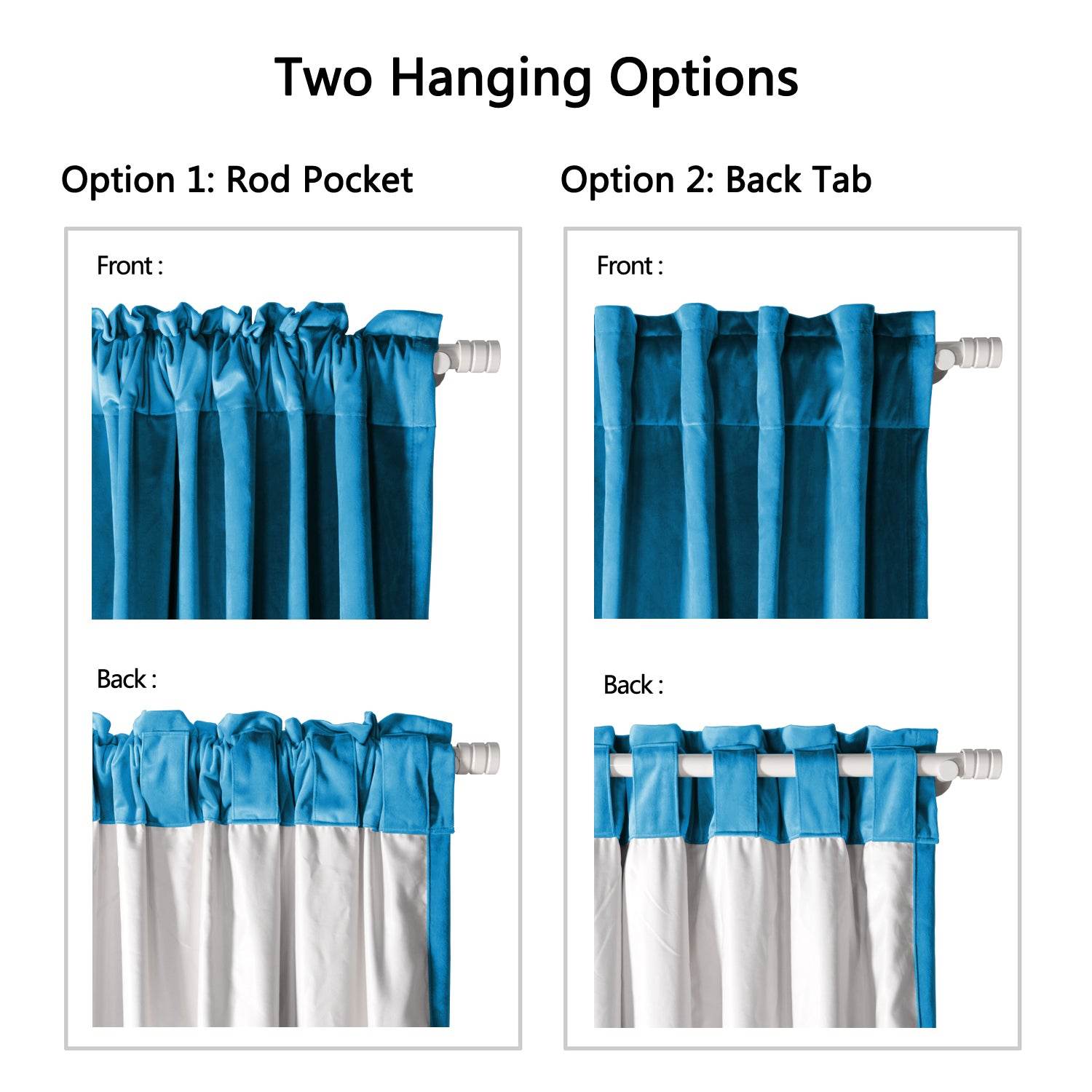 MJ11 Soft Soundproof Luxury Velvet Blackout Drapes Back Tab and Rod Pocket - Cololeaf
