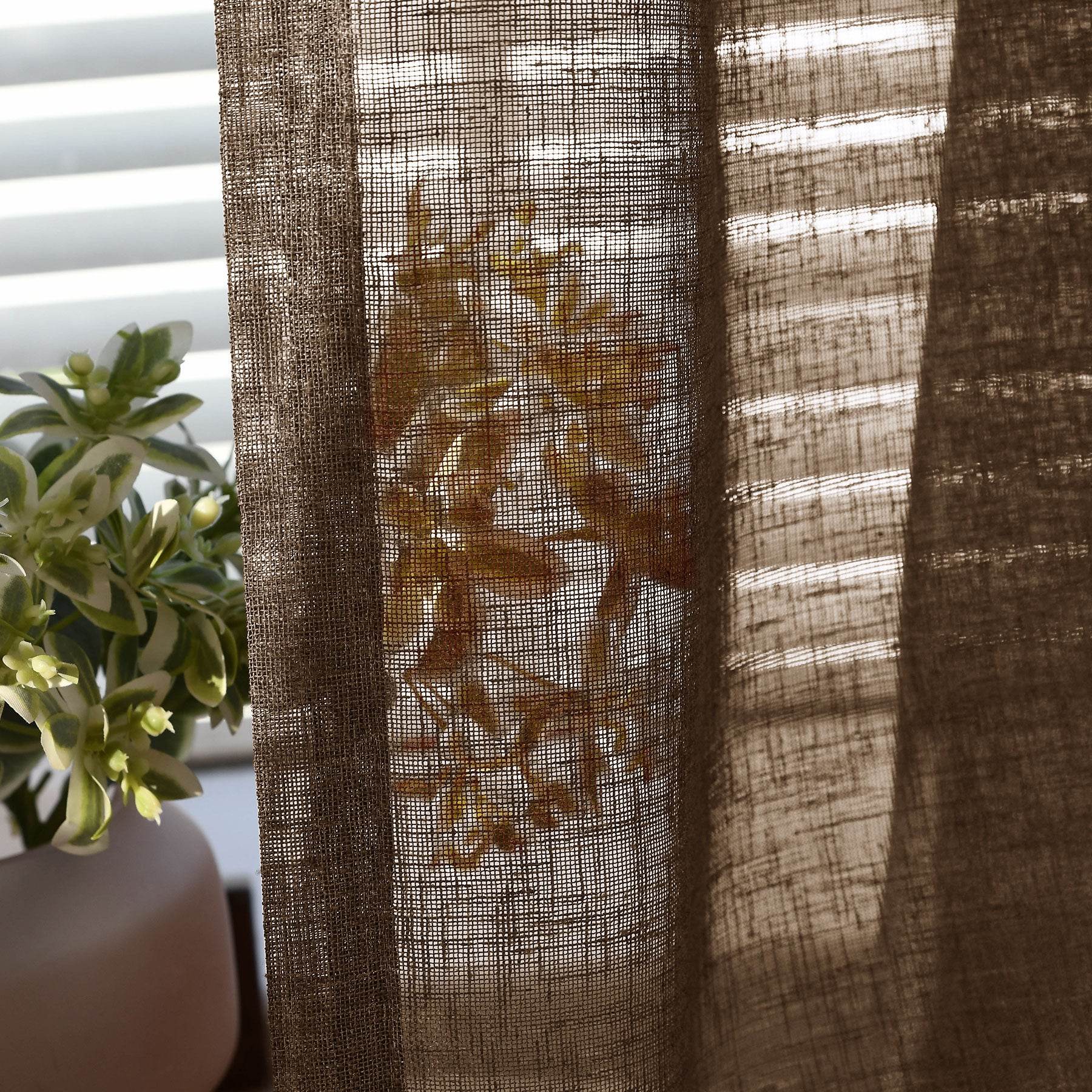 B01 Linen Textured Airy Sheer Curtain Pinch Pleat - Cololeaf