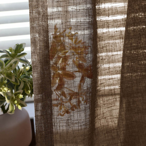 B01 Linen Textured Airy Sheer Curtain Pinch Pleat - Cololeaf