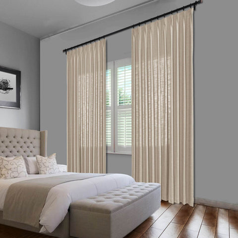 1908 Linen Blend Unlined Breathable & Natural Curtain Pinch Pleat - Cololeaf
