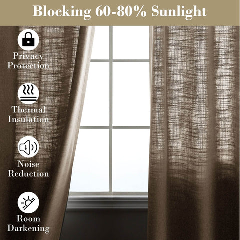 1908 Linen Blend Breathable & Natural Curtain Tab Top - Cololeaf