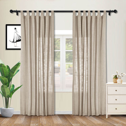 1908 Linen Blend Breathable & Natural Curtain Tab Top - Cololeaf