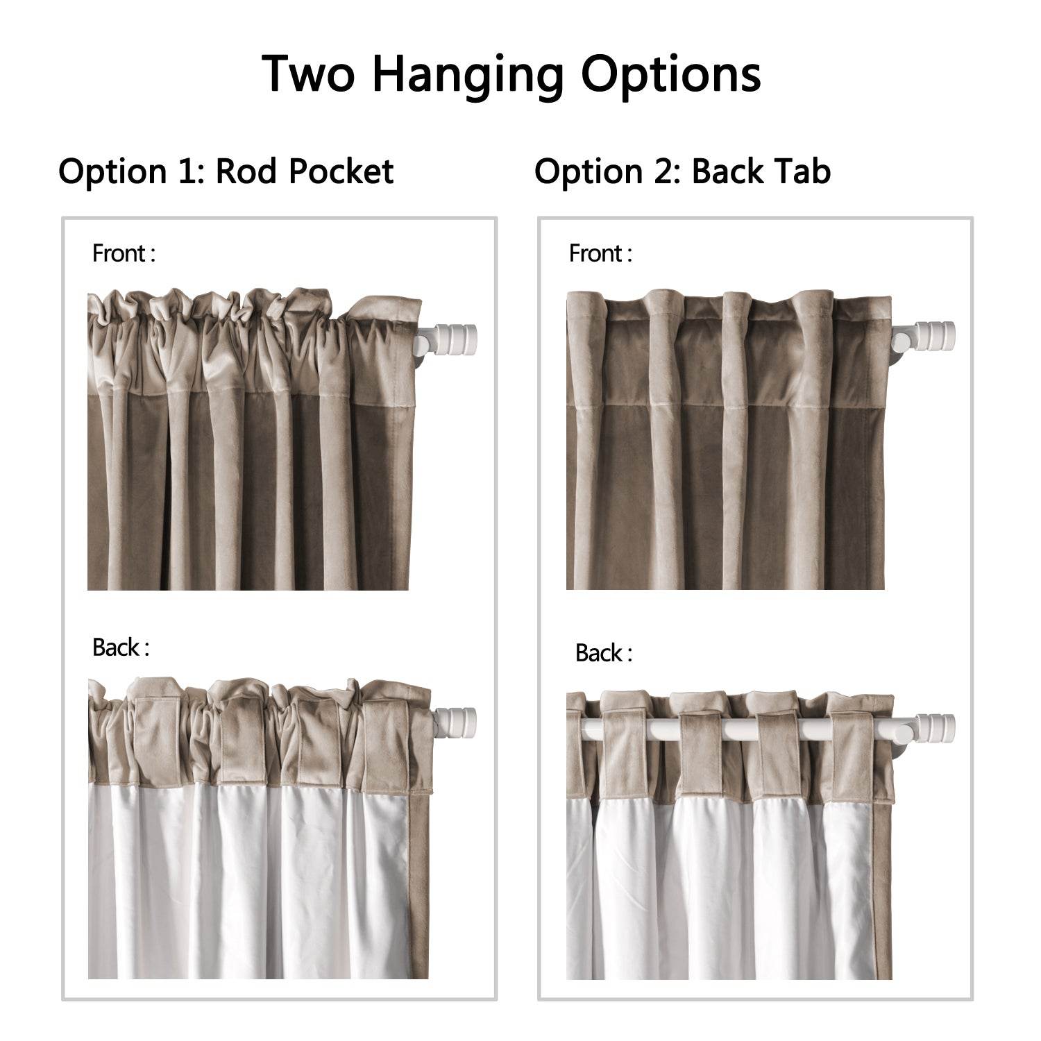 MJ11 Soft Soundproof Luxury Velvet Blackout Drapes Back Tab and Rod Pocket - Cololeaf