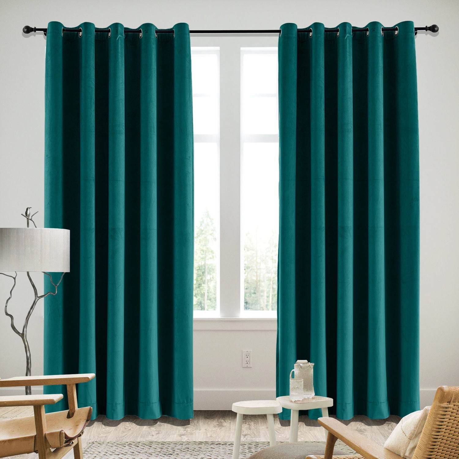 MJ11 Soft Velvet Blackout Drapes For Living Room Bedroom Grommet - Cololeaf