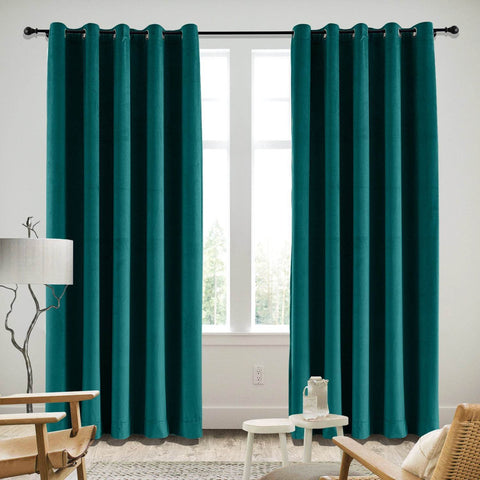 MJ11 Soft Velvet Blackout Drapes For Living Room Bedroom Grommet - Cololeaf