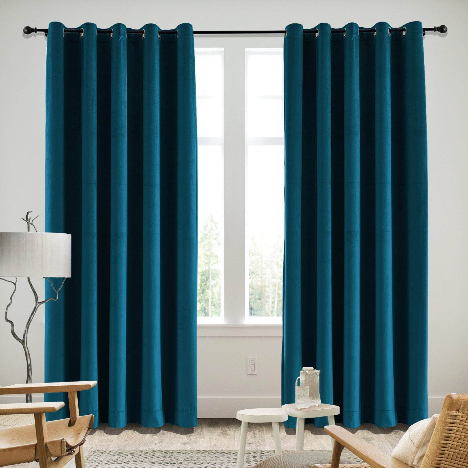 MJ11 Soft Velvet Blackout Drapes For Living Room Bedroom Grommet - Cololeaf