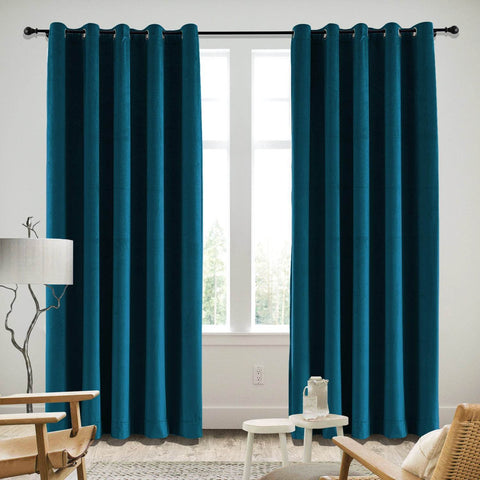 MJ11 Soft Velvet Blackout Drapes For Living Room Bedroom Grommet - Cololeaf