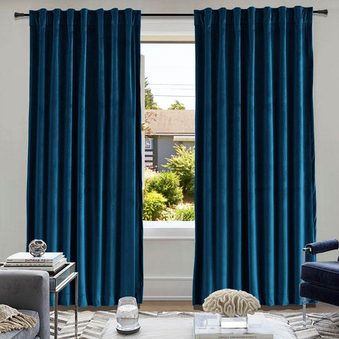 MJ11 Soft Soundproof Luxury Velvet Blackout Drapes Back Tab and Rod Pocket - Cololeaf