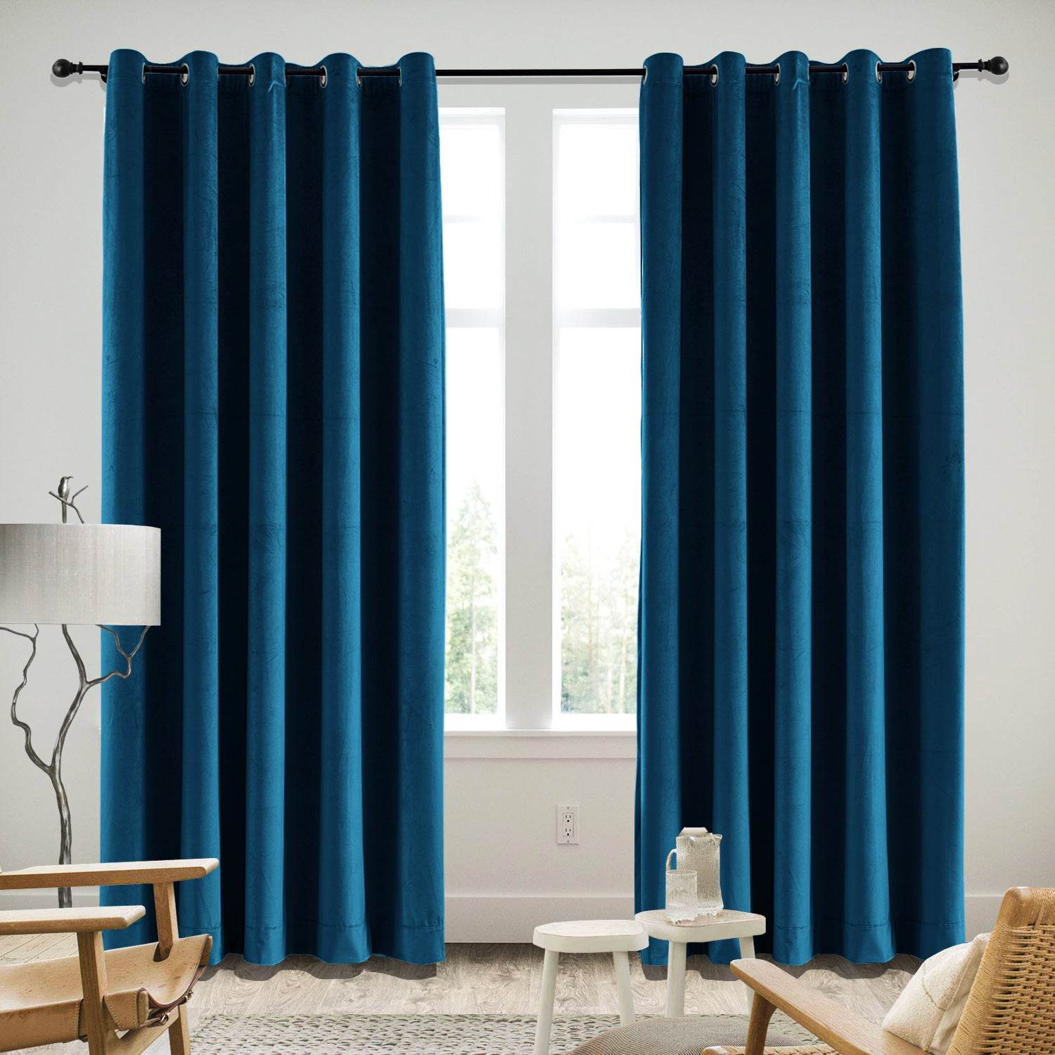 MJ11 Soft Velvet Blackout Drapes For Living Room Bedroom Grommet - Cololeaf