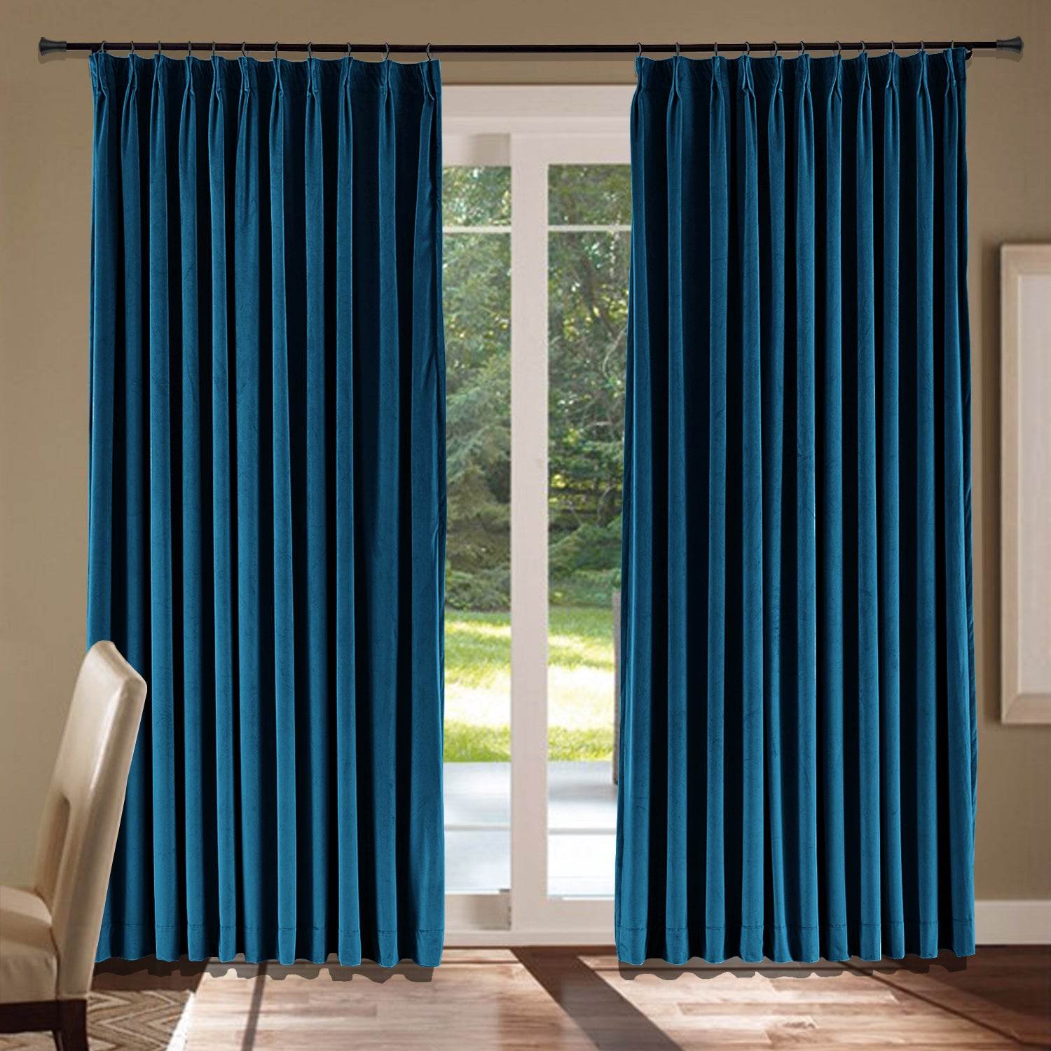 MJ11 Soft Velvet Blackout Drapes For Living Room Bedroom Pinch Pleat - Cololeaf
