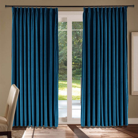 MJ11 Soft Velvet Blackout Drapes For Living Room Bedroom Pinch Pleat - Cololeaf