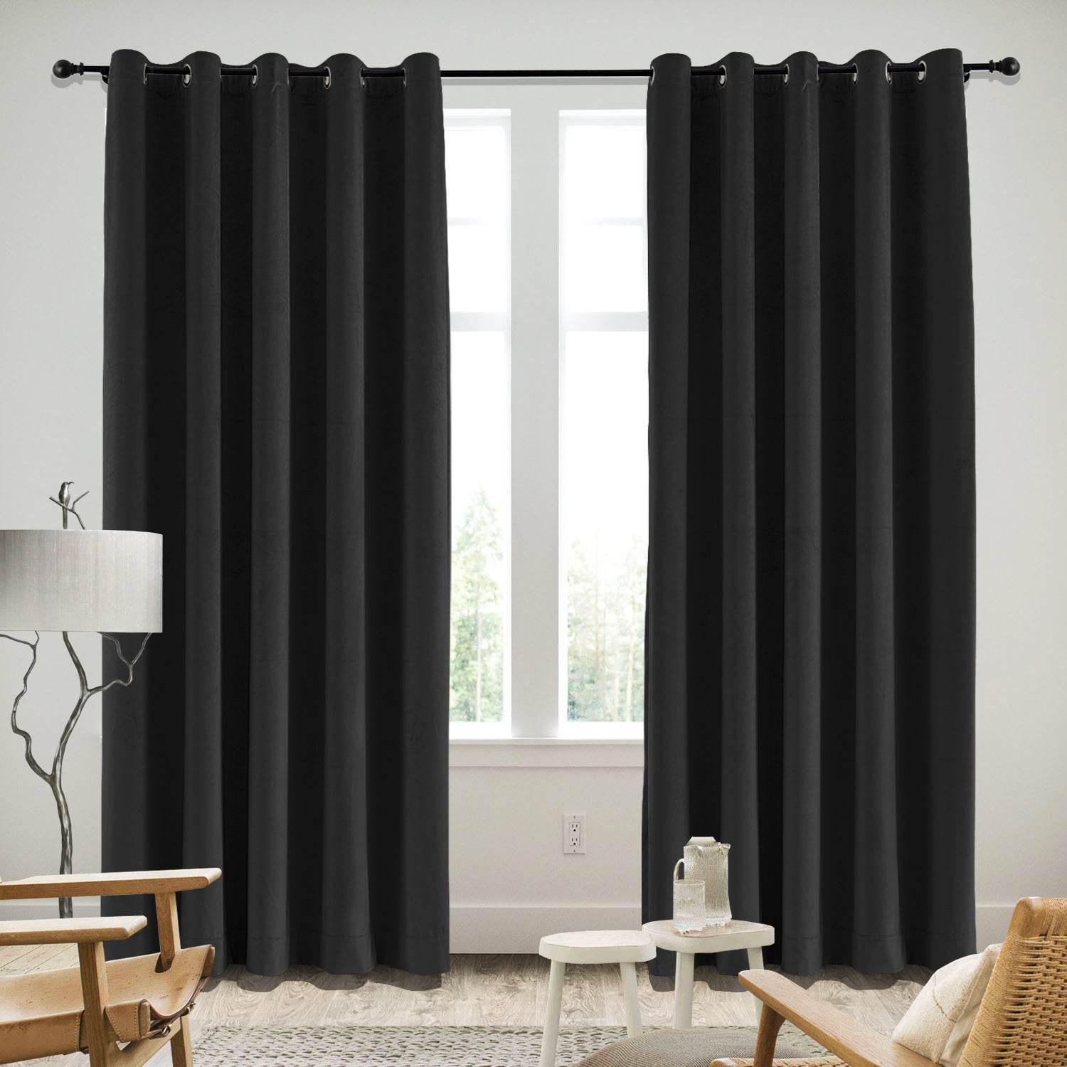 MJ11 Soft Velvet Blackout Drapes For Living Room Bedroom Grommet - Cololeaf
