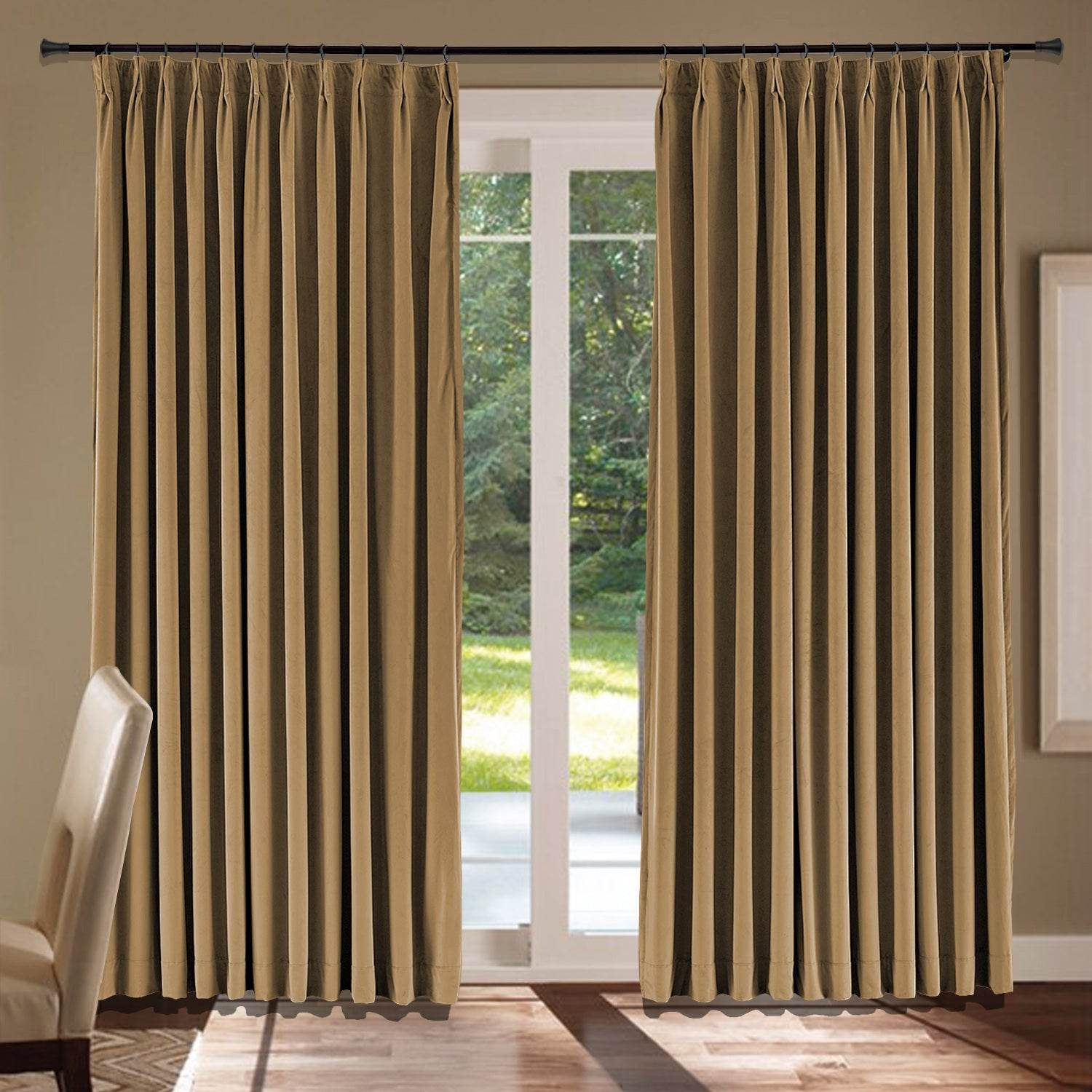 MJ11 Soft Velvet Blackout Drapes For Living Room Bedroom Pinch Pleat - Cololeaf