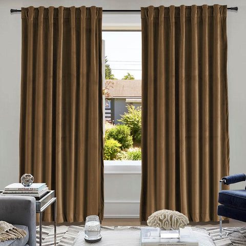 MJ11 Soft Soundproof Luxury Velvet Blackout Drapes Back Tab and Rod Pocket - Cololeaf