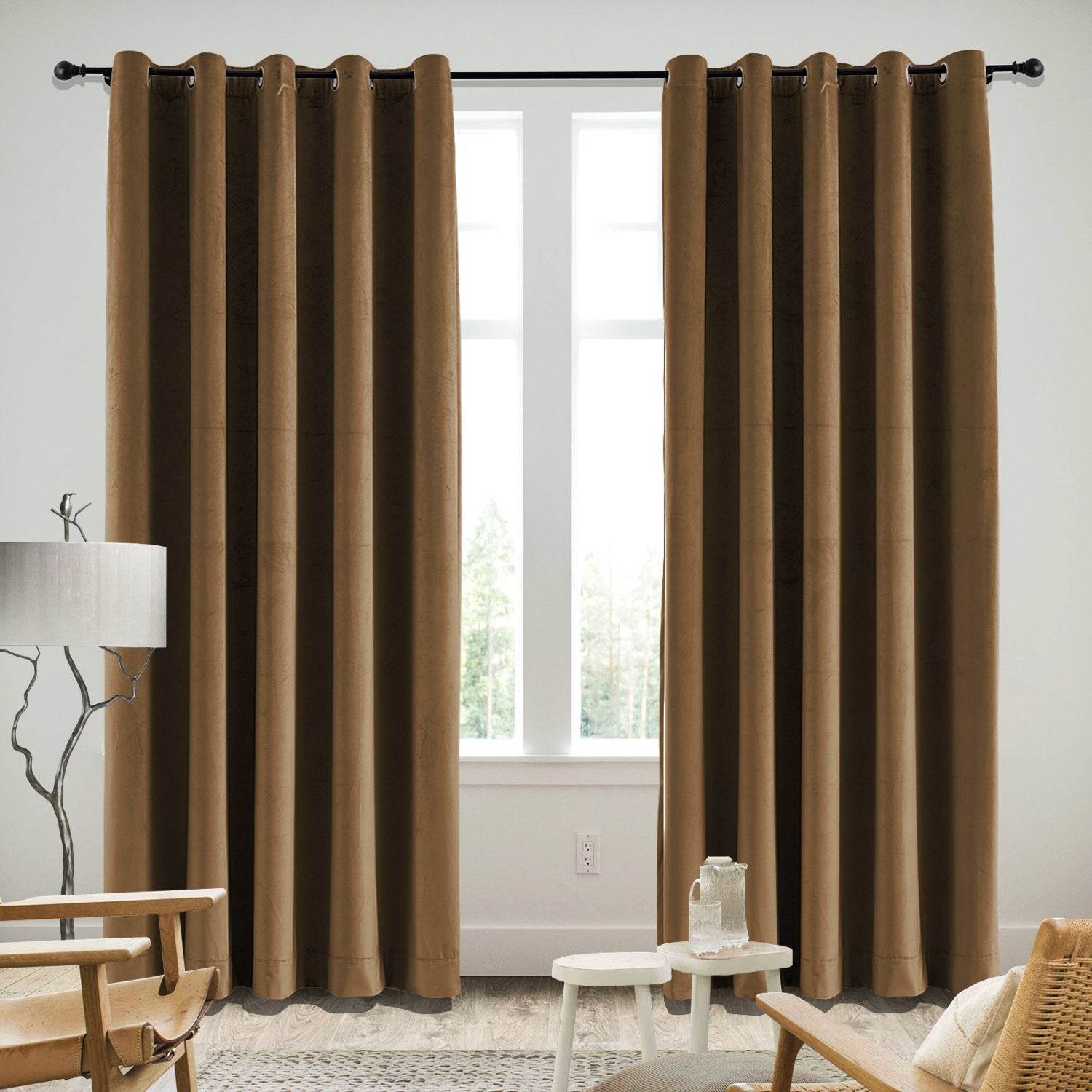 MJ11 Soft Velvet Blackout Drapes For Living Room Bedroom Grommet - Cololeaf