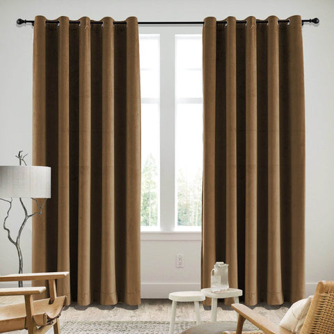 MJ11 Soft Velvet Blackout Drapes For Living Room Bedroom Grommet - Cololeaf