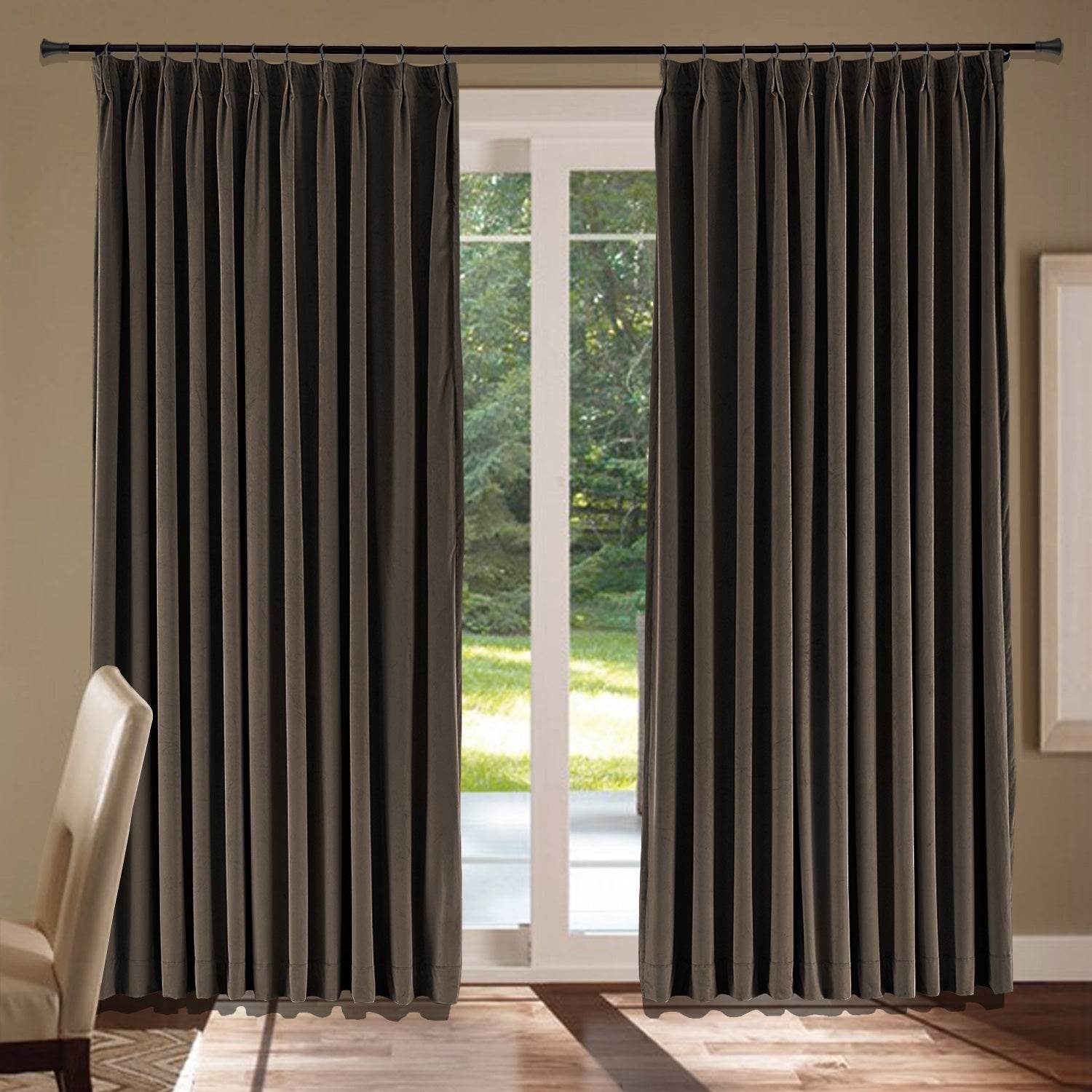 MJ11 Soft Velvet Blackout Drapes For Living Room Bedroom Pinch Pleat - Cololeaf