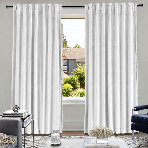 MJ11 Soft Soundproof Luxury Velvet Blackout Drapes Back Tab and Rod Pocket - Cololeaf