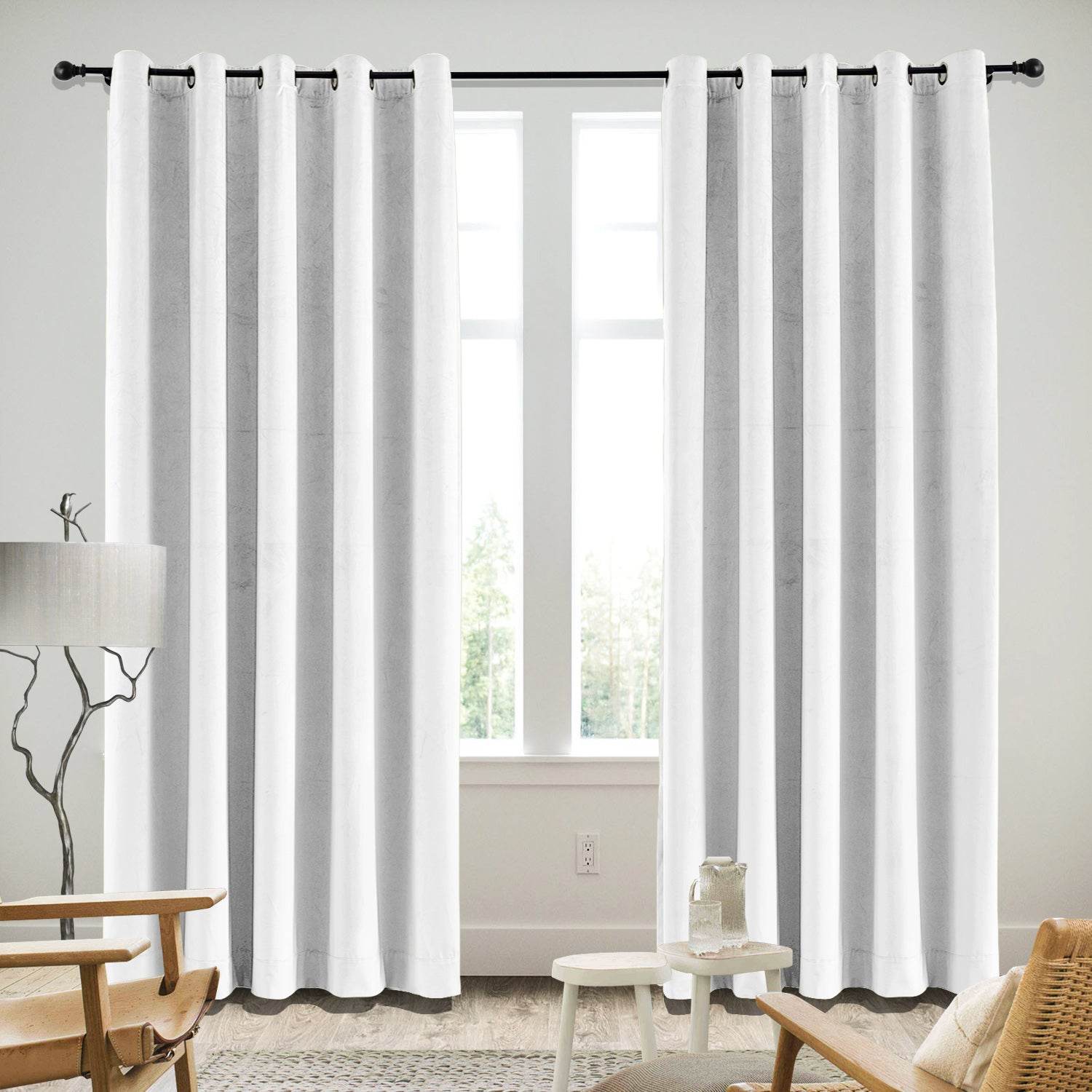MJ11 Soft Velvet Blackout Drapes For Living Room Bedroom Grommet - Cololeaf