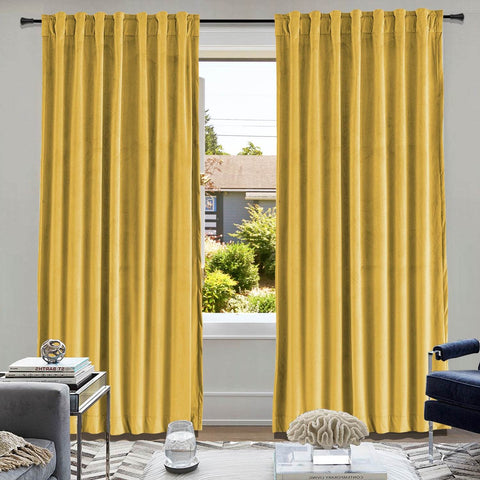MJ11 Soft Soundproof Luxury Velvet Blackout Drapes Back Tab and Rod Pocket - Cololeaf
