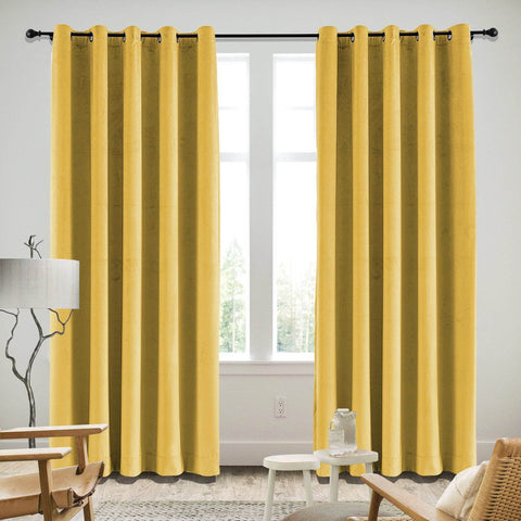 MJ11 Soft Velvet Blackout Drapes For Living Room Bedroom Grommet - Cololeaf