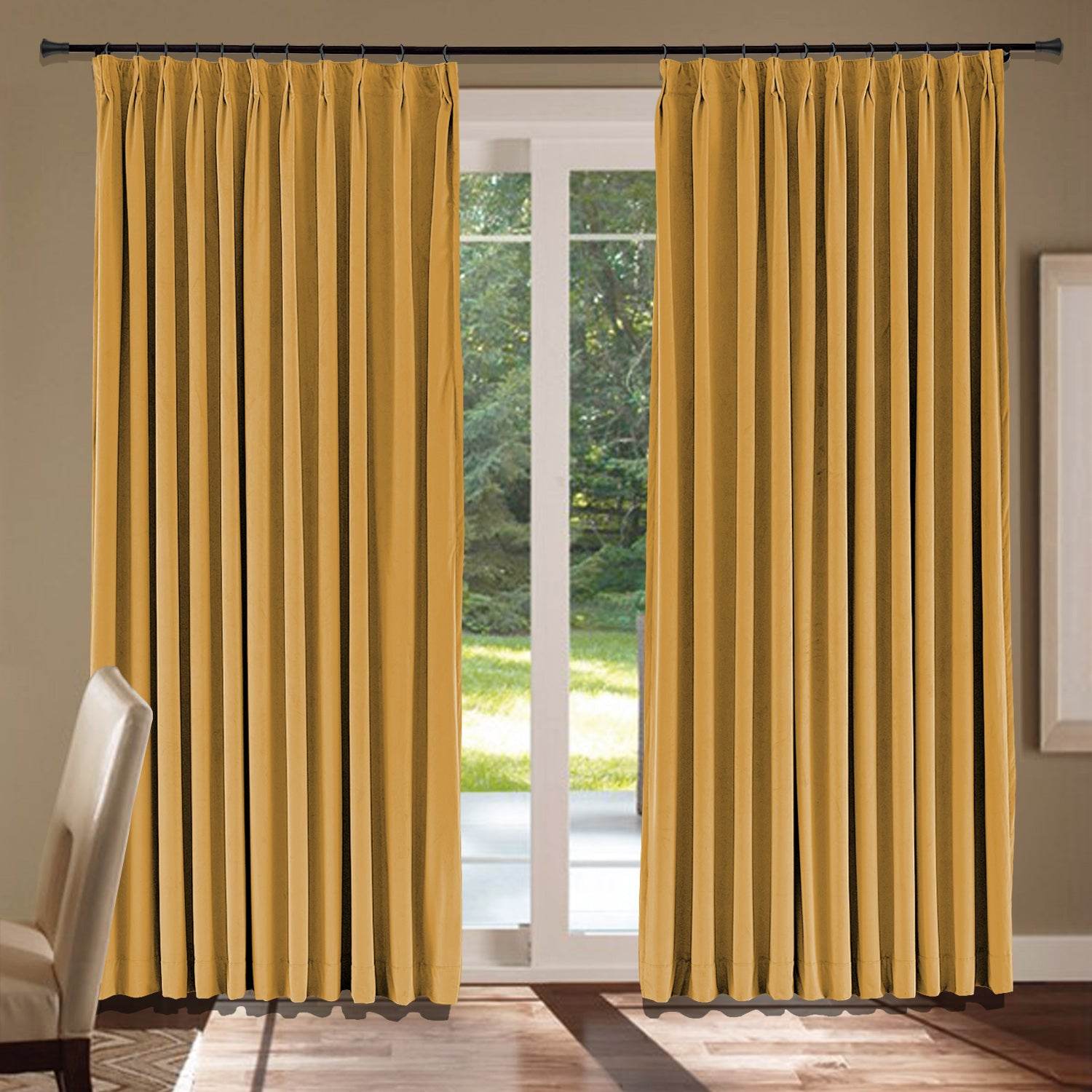 MJ11 Soft Velvet Blackout Drapes For Living Room Bedroom Pinch Pleat - Cololeaf