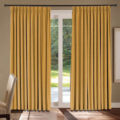 MJ11 Soft Velvet Blackout Drapes For Living Room Bedroom Pinch Pleat - Cololeaf