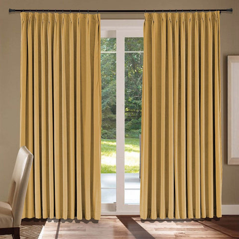 MJ11 Soft Velvet Blackout Drapes For Living Room Bedroom Pinch Pleat - Cololeaf