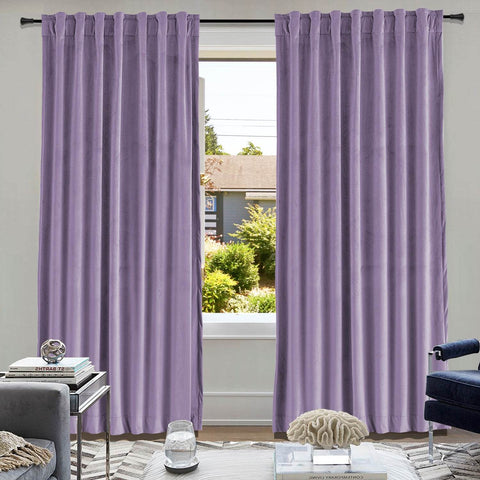 MJ11 Soft Soundproof Luxury Velvet Blackout Drapes Back Tab and Rod Pocket - Cololeaf