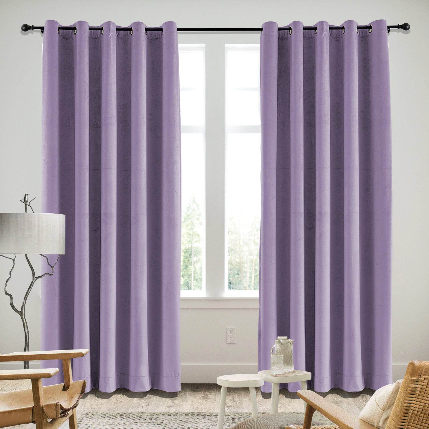 MJ11 Soft Velvet Blackout Drapes For Living Room Bedroom Grommet - Cololeaf