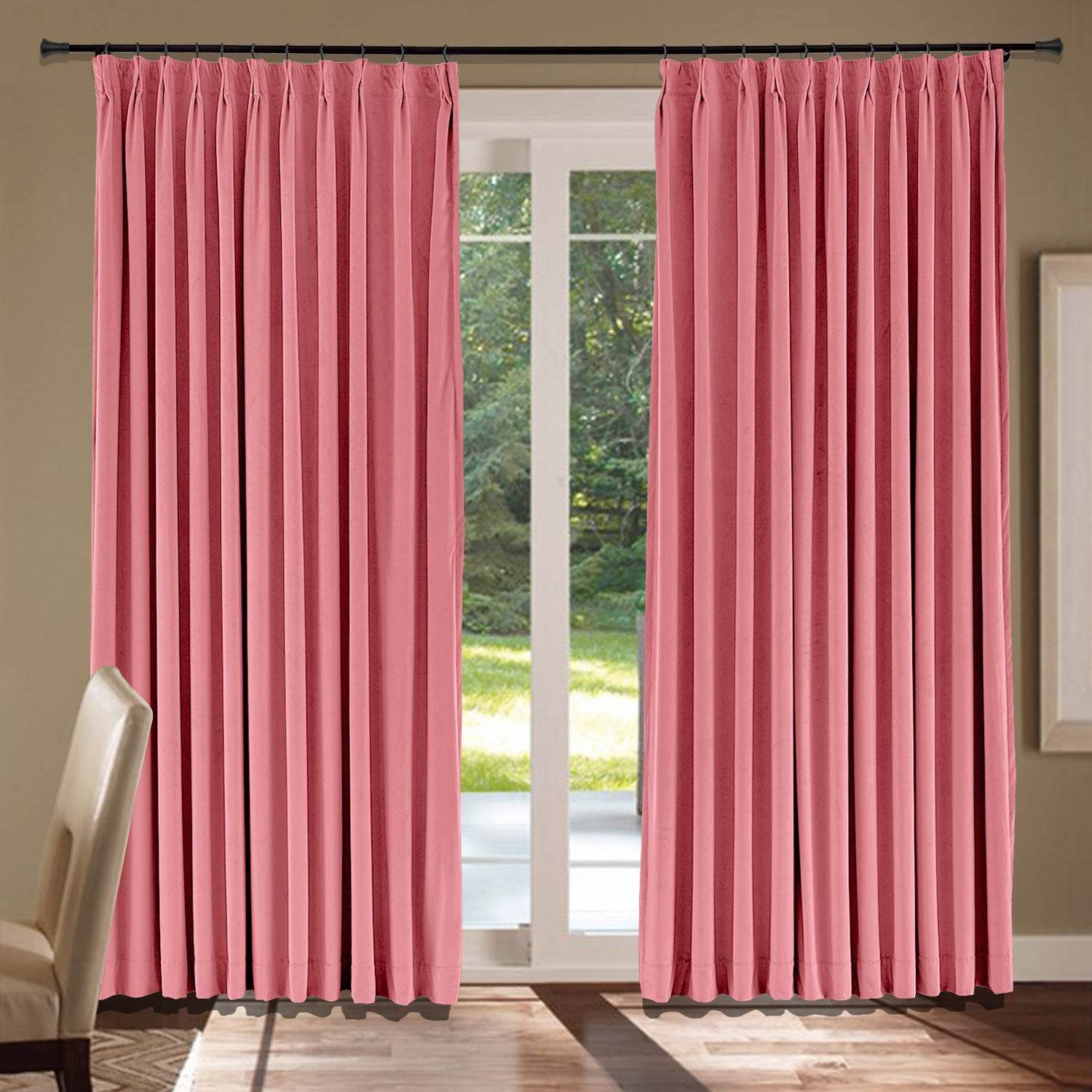 MJ11 Soft Velvet Blackout Drapes For Living Room Bedroom Pinch Pleat - Cololeaf