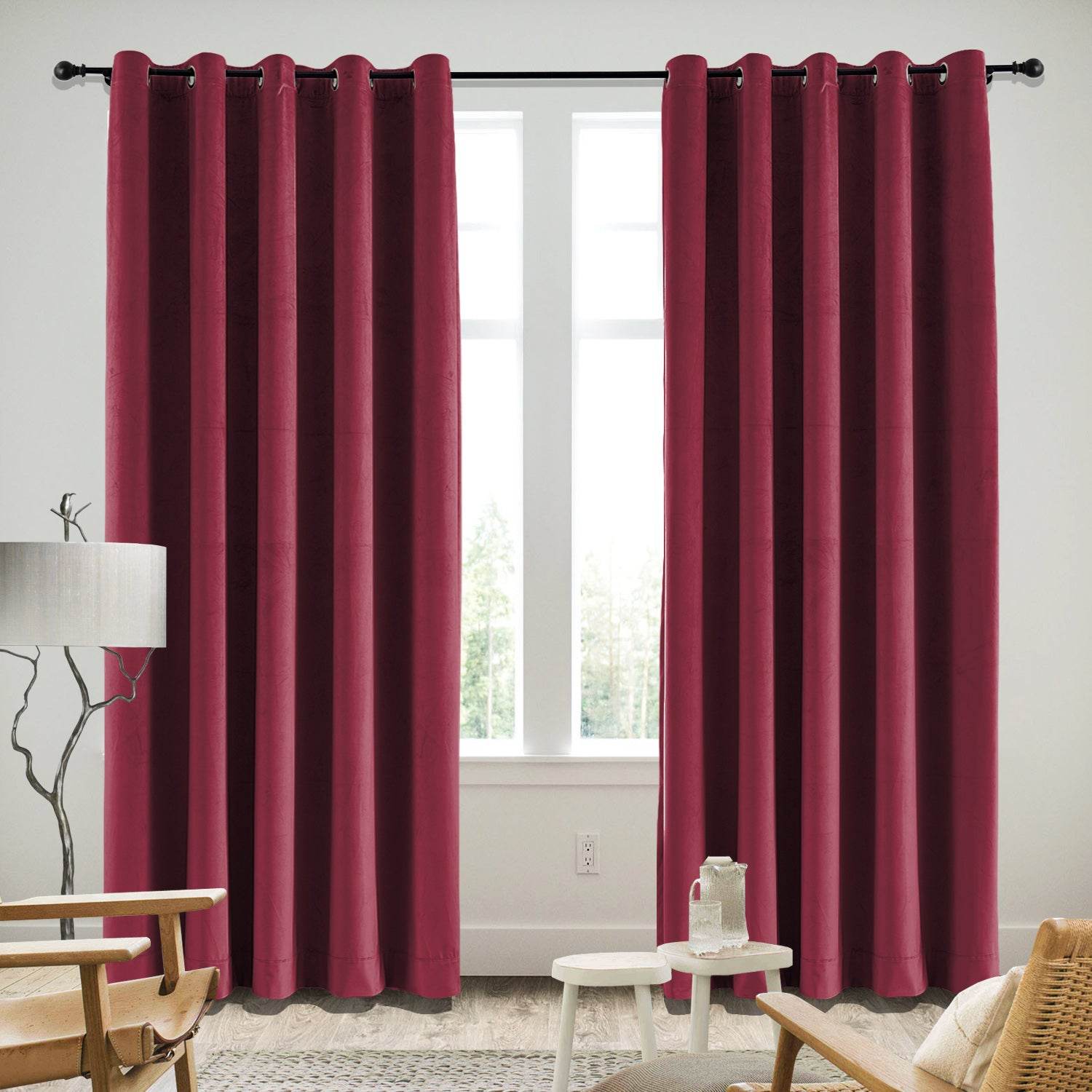 MJ11 Soft Velvet Blackout Drapes For Living Room Bedroom Grommet - Cololeaf