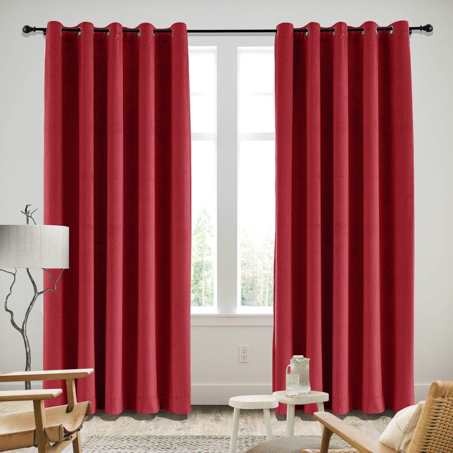 MJ11 Soft Velvet Blackout Drapes For Living Room Bedroom Grommet - Cololeaf