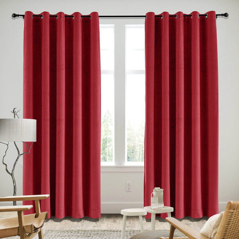 MJ11 Soft Velvet Blackout Drapes For Living Room Bedroom Grommet - Cololeaf