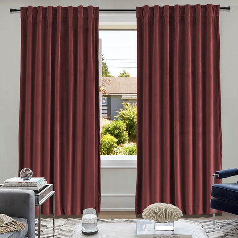 MJ11 Soft Soundproof Luxury Velvet Blackout Drapes Back Tab and Rod Pocket - Cololeaf