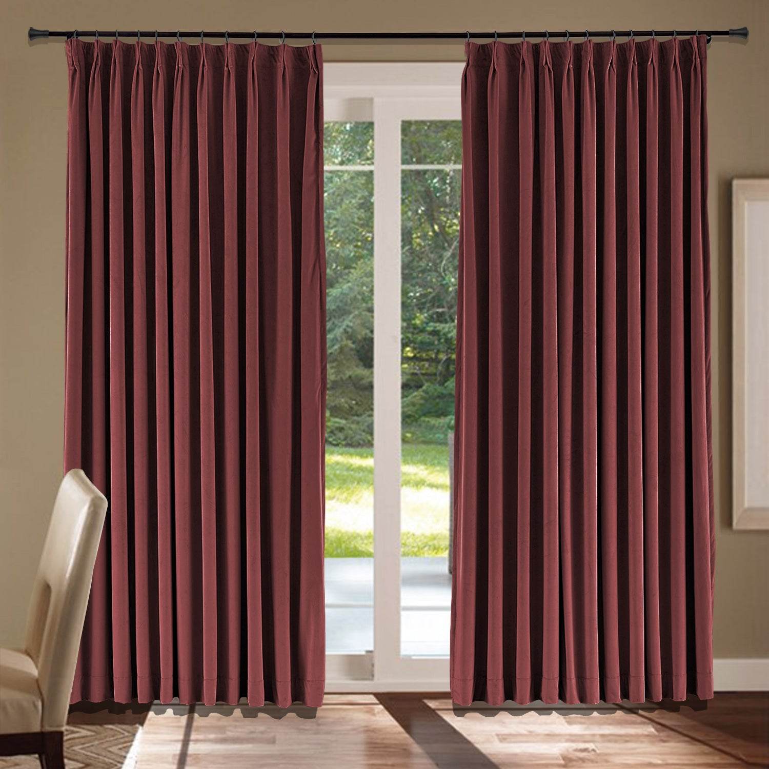 MJ11 Soft Velvet Blackout Drapes For Living Room Bedroom Pinch Pleat - Cololeaf