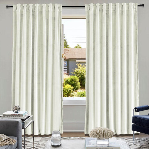 MJ11 Soft Soundproof Luxury Velvet Blackout Drapes Back Tab and Rod Pocket - Cololeaf