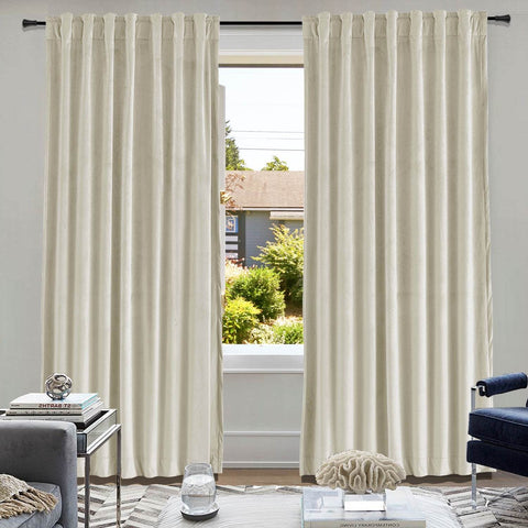 MJ11 Soft Soundproof Luxury Velvet Blackout Drapes Back Tab and Rod Pocket - Cololeaf