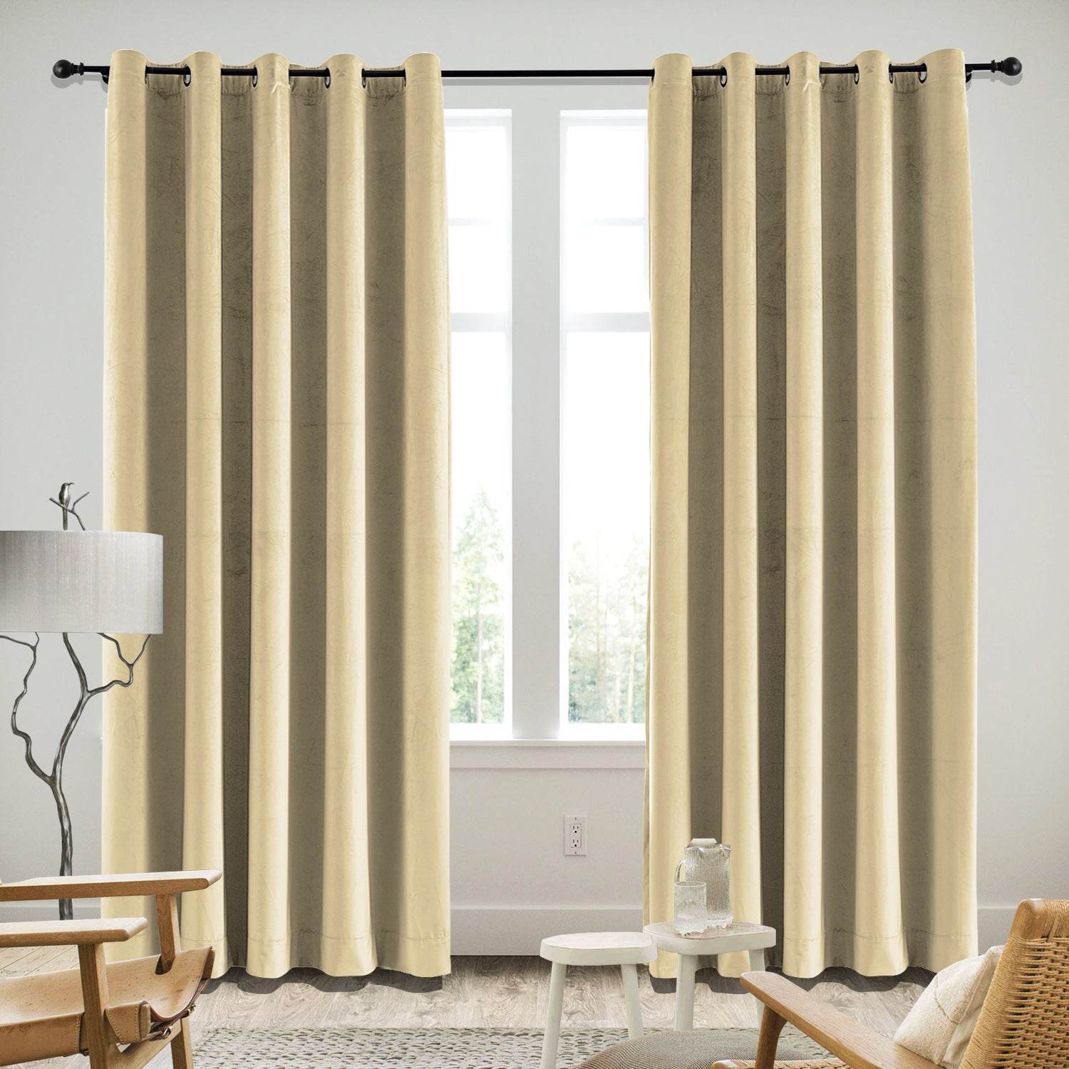 MJ11 Soft Velvet Blackout Drapes For Living Room Bedroom Grommet - Cololeaf