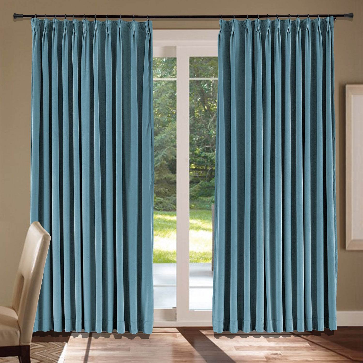 MJ11 Soft Velvet Blackout Drapes For Living Room Bedroom Pinch Pleat - Cololeaf