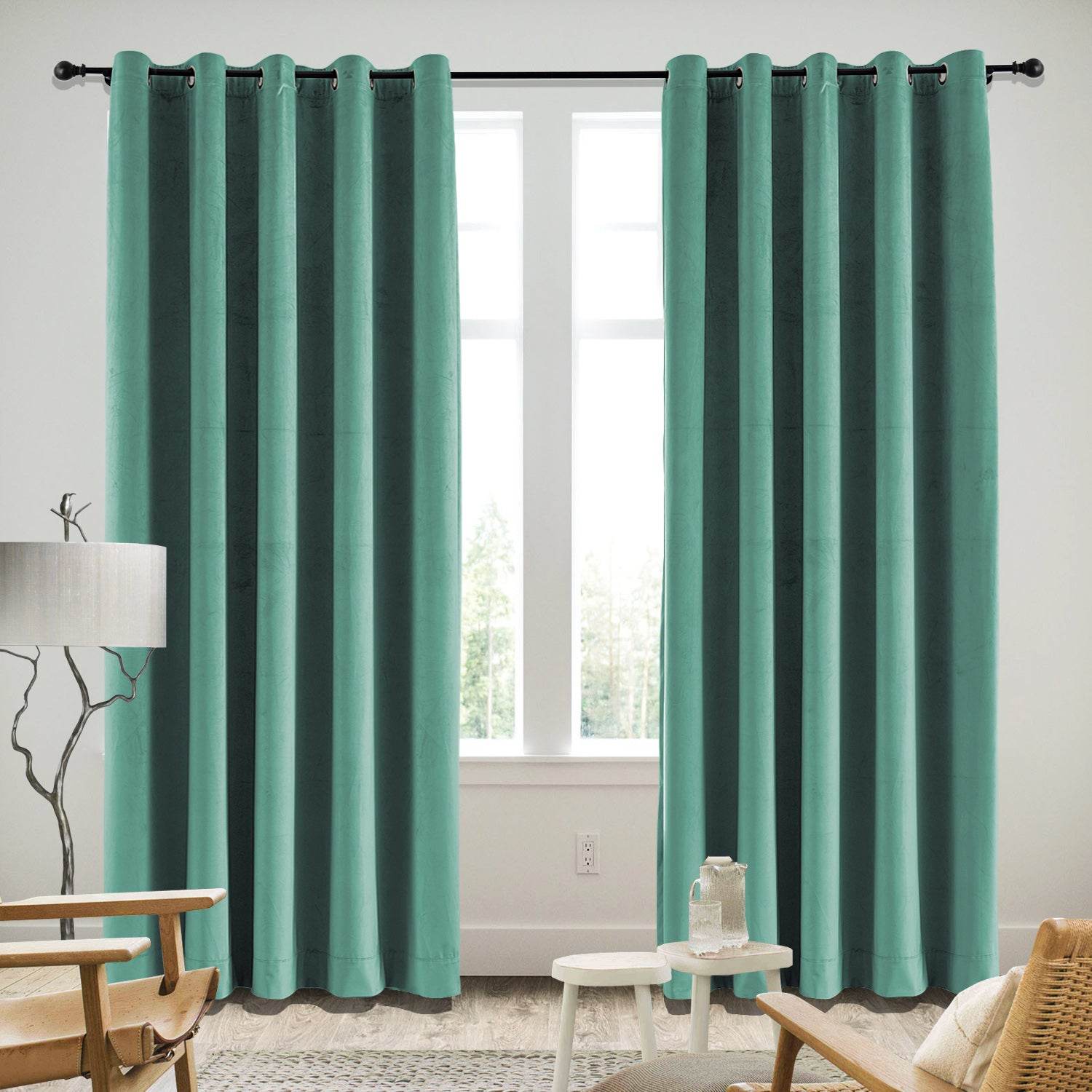 MJ11 Soft Velvet Blackout Drapes For Living Room Bedroom Grommet - Cololeaf